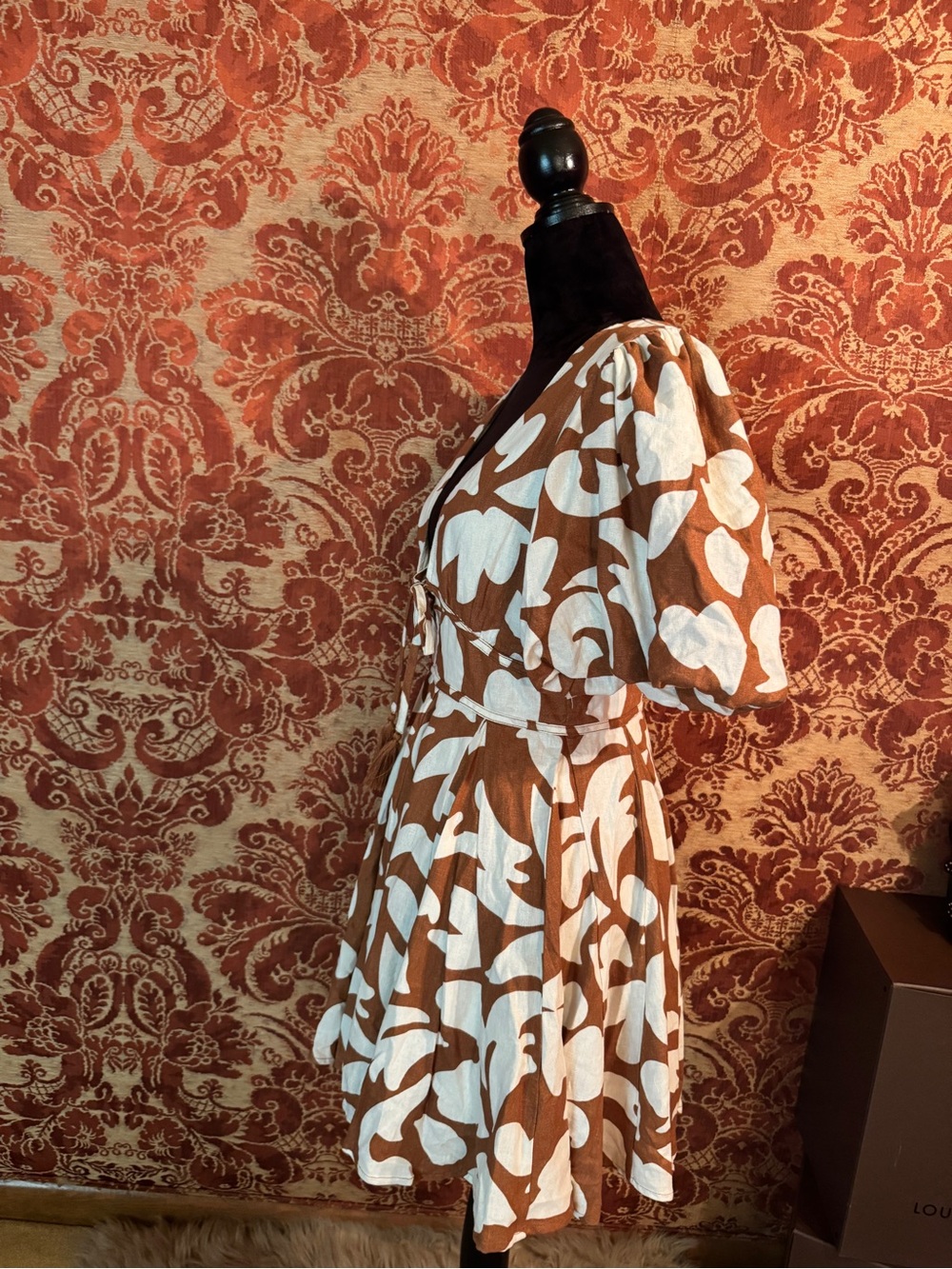 House of Harlow 1960 Brown and Cream Tie-Front Mini Dress - Picture 3 of 5